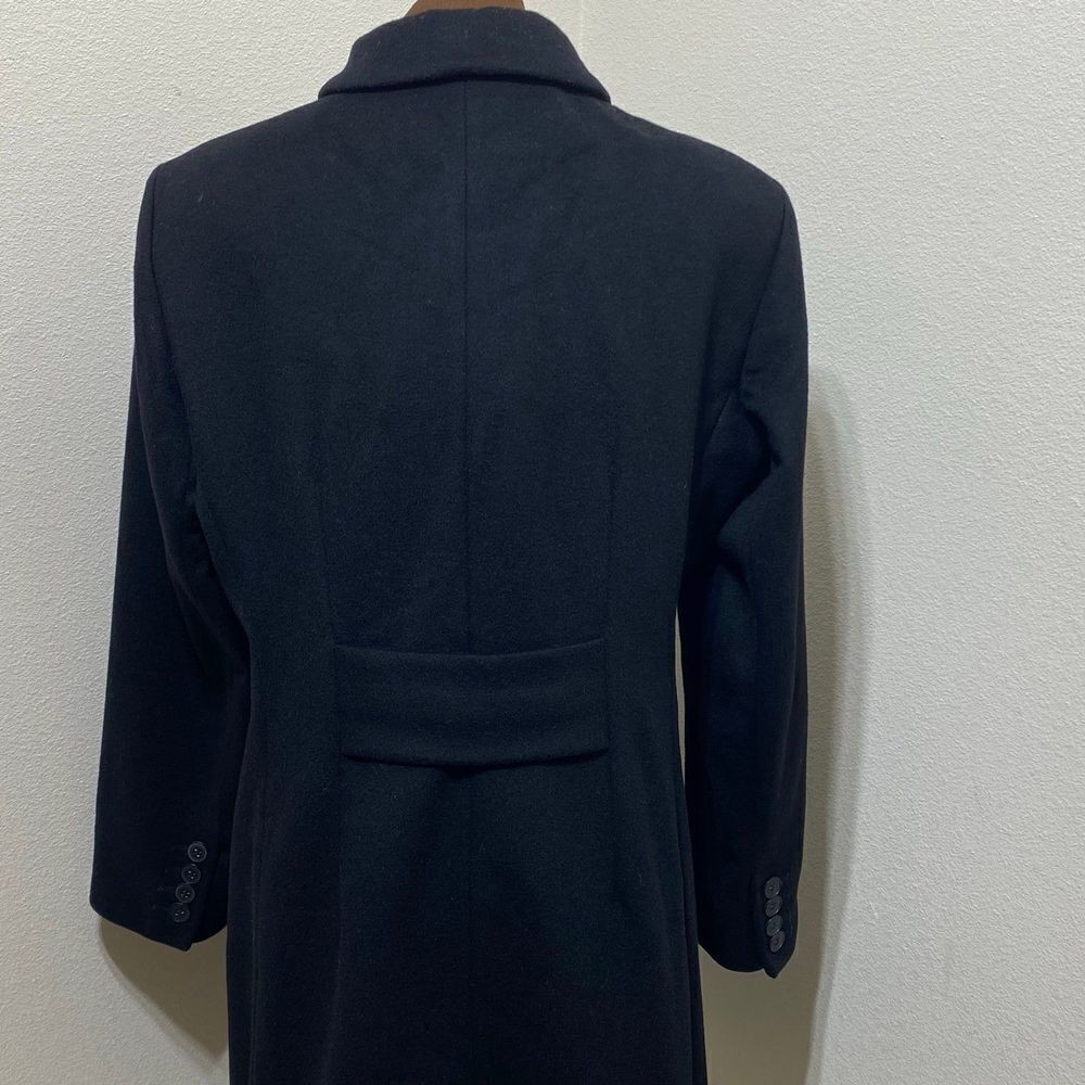 Anne Klein Women's 100% Wool Black Long Coat Size 8 Button Down - Picture 6 of 11